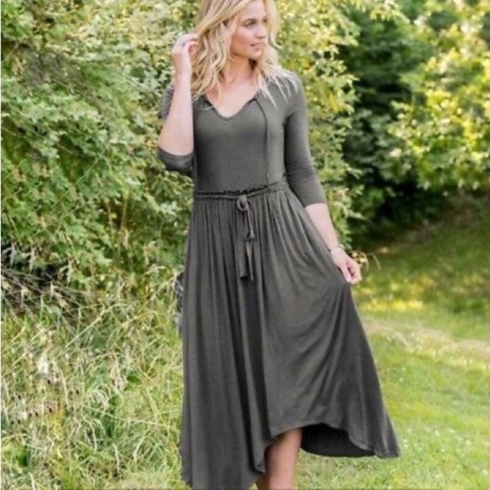 MATILDA JANE Choose Your Own Path Go West Maxi Dress S Gray Prairie Ballet NWT